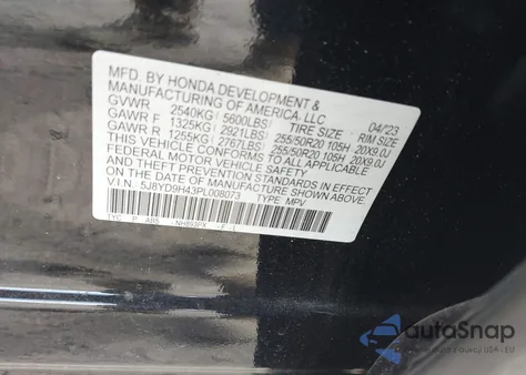 2023 Acura Mdx Technology Package z USA, uszkodzony, nr VIN 5J8YD9H43PL008073